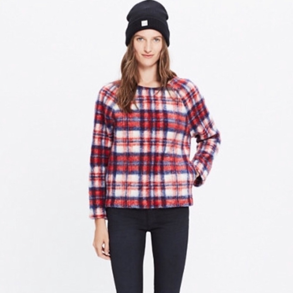 Madewell pullover plaid sweater with pockets